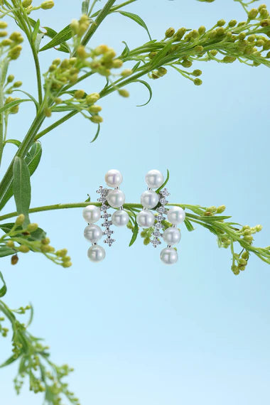 Starry Freshwater Pearls Zirconia Stud Earrings